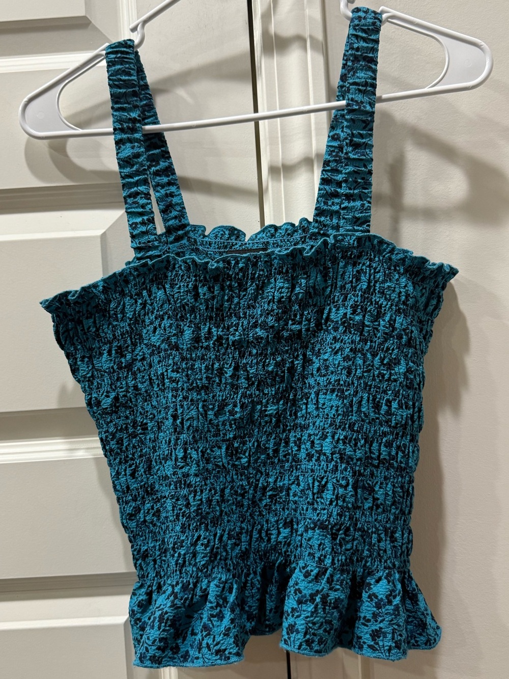 torrid Teal Blue Smocked Ruffle Hem Tank Camisole